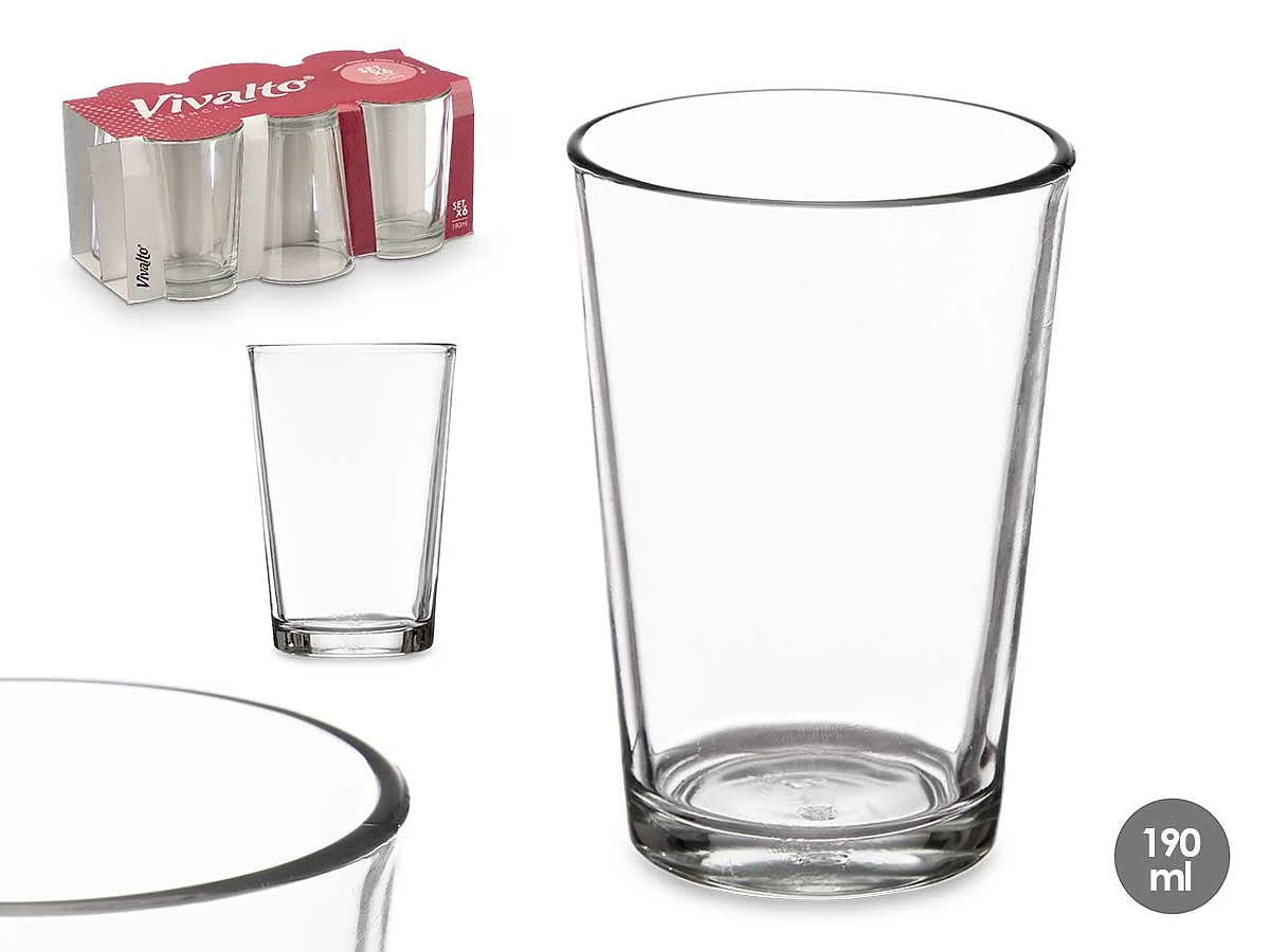 Juego 6 Vasos Agua Lisos 190 ml Vivalto