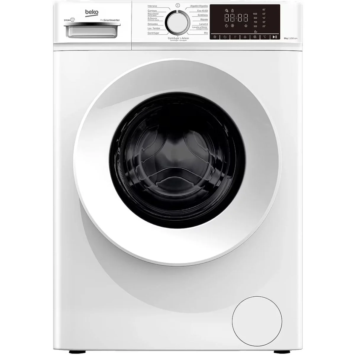 Lavadora Beko B1XW862WSPT 8 Kg 1200 rpm Clase A Vapor Blanca