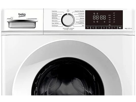 Lavadora Beko B1XW862WSPT 8 Kg 1200 rpm Clase A Vapor Blanca