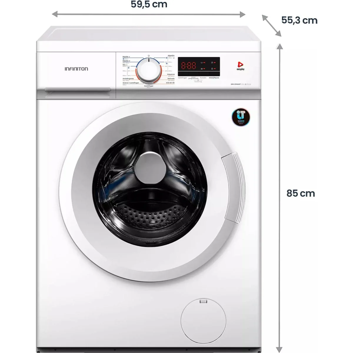 Lavadora Infiniton WM-D94AWT 9 Kg 1400 rpm Clase A Tapa Desmontable