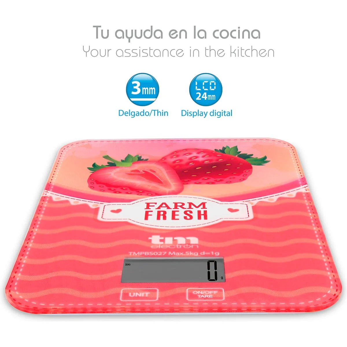 Báscula de cocina TM Digital TMPBS027 5 Kg Ultra delgada Fresa