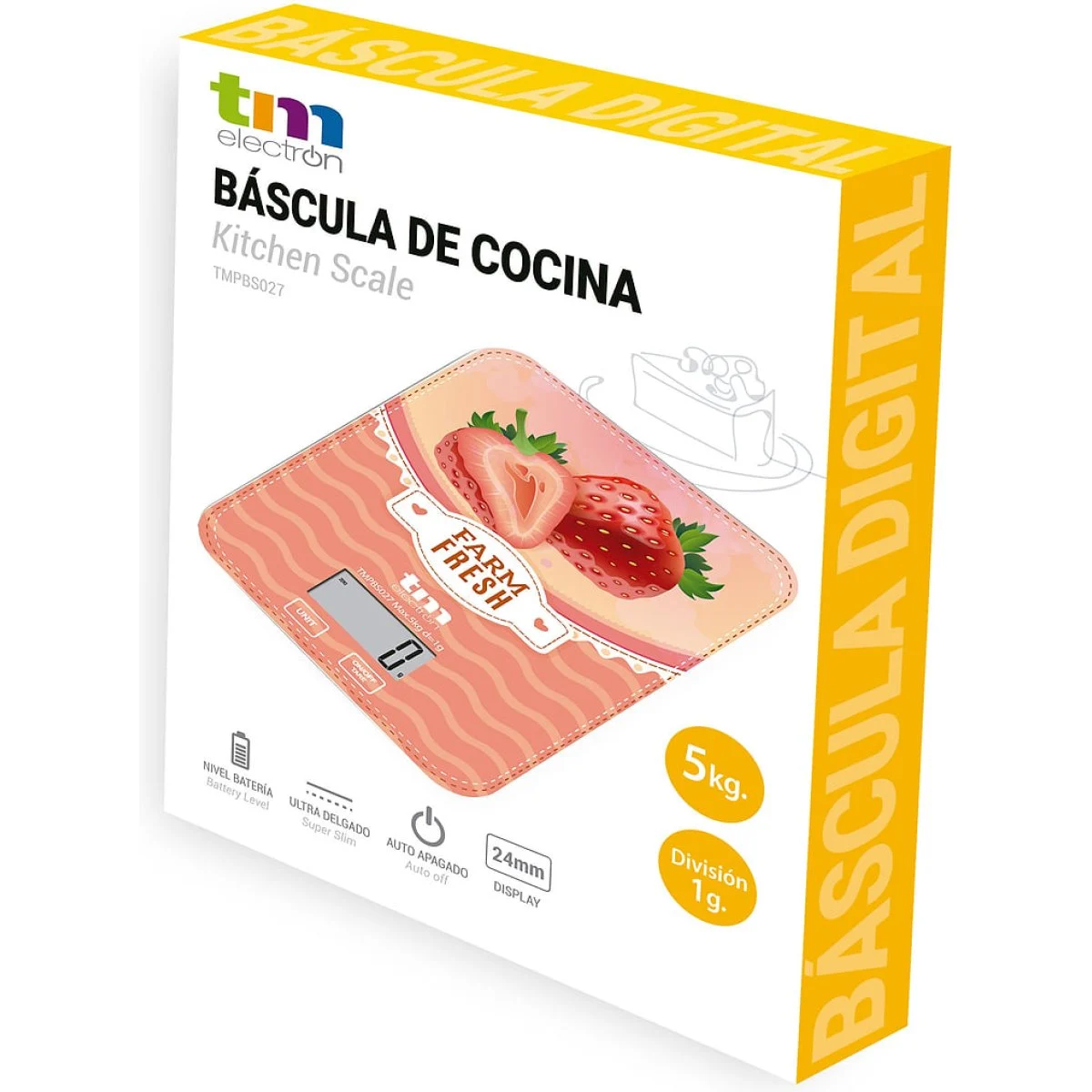 Báscula de cocina TM Digital TMPBS027 5 Kg Ultra delgada Fresa