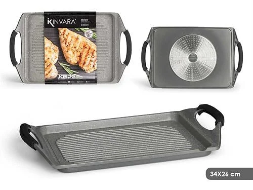 Plancha Asar Kinvara Plana Gris 34x26 Aluminio Fundido