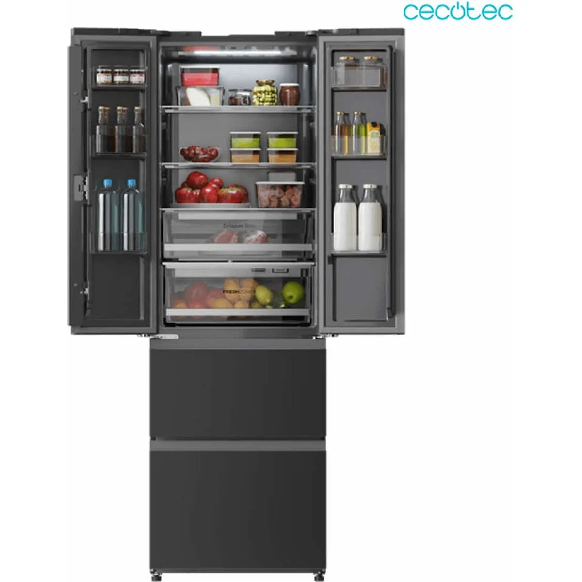 Frigorífico Cecotec Francés 4P 191x60 Dark Inox