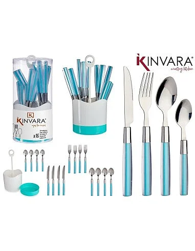 Cubertería Kinvara 16 Piezas Celeste
