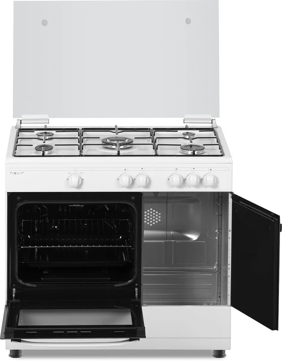 Cocina Gas Nevir NVR-CB5PHW 90 cm 5 Fuegos Horno Blanco