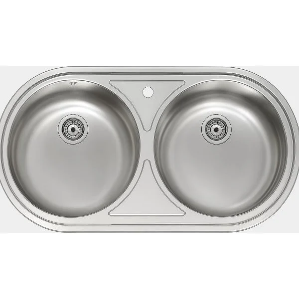 Fregadero VG Practic Lujo 2 Senos Redondo 84x44 cm Inox