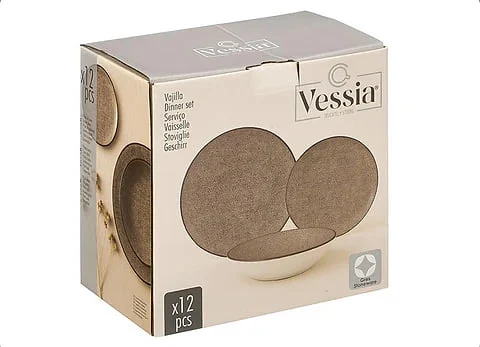 Vajilla 12 Piezas Porcelana Marrón Vessia