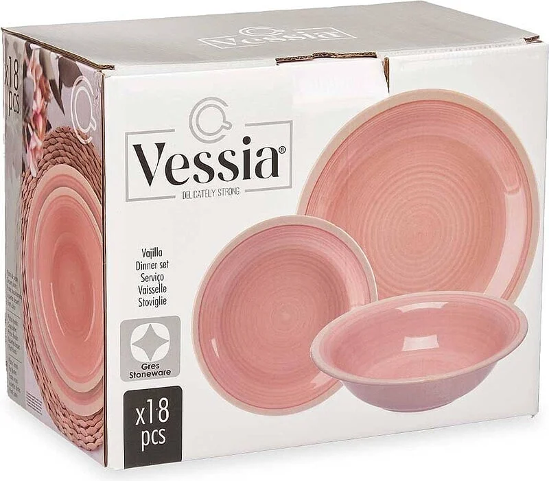Vajilla 18 Piezas Gres Rosa Vessia