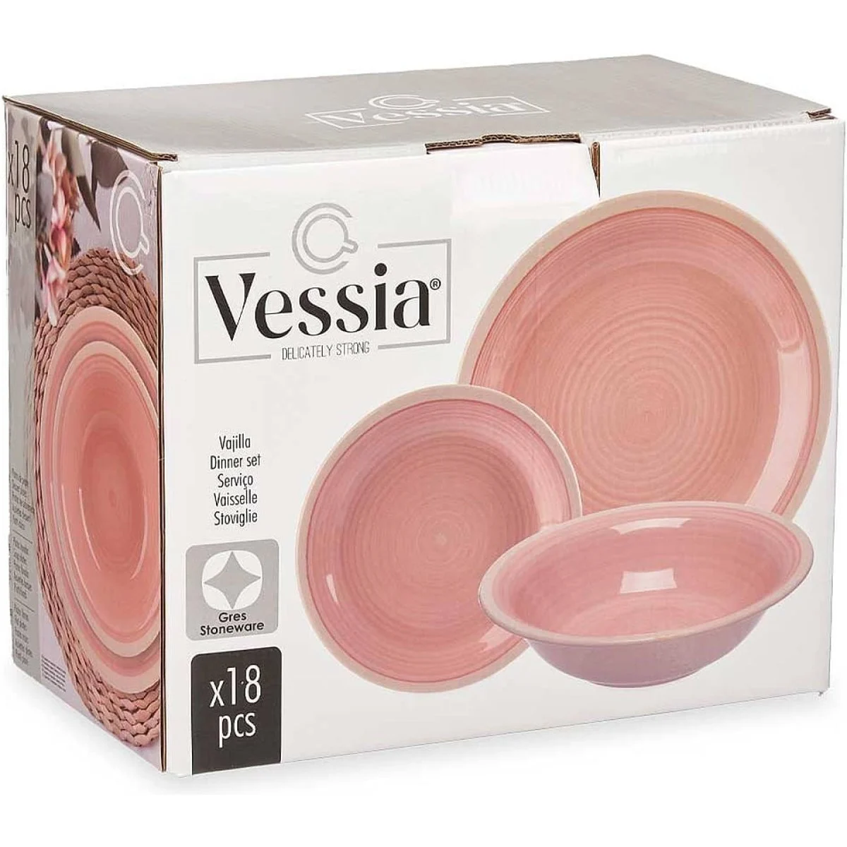 Vajilla 18 Piezas Gres Rosa Vessia