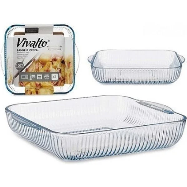 Set 2 Bandejas Cristal Vivlato Redonda + Cuadrada