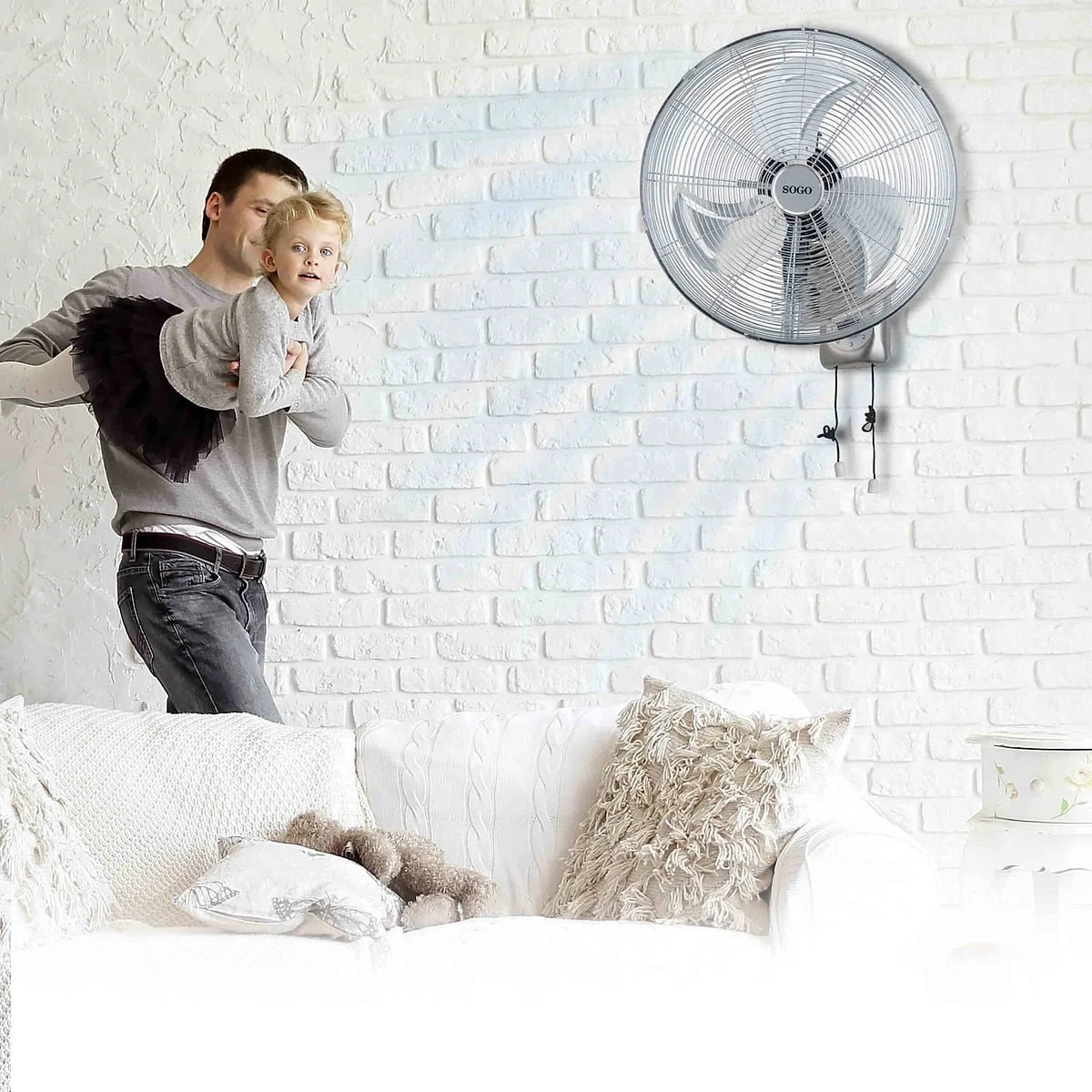 Ventilador Pared Industrial Sogo 150 W 45 cm 3 Velocidades Aluminio