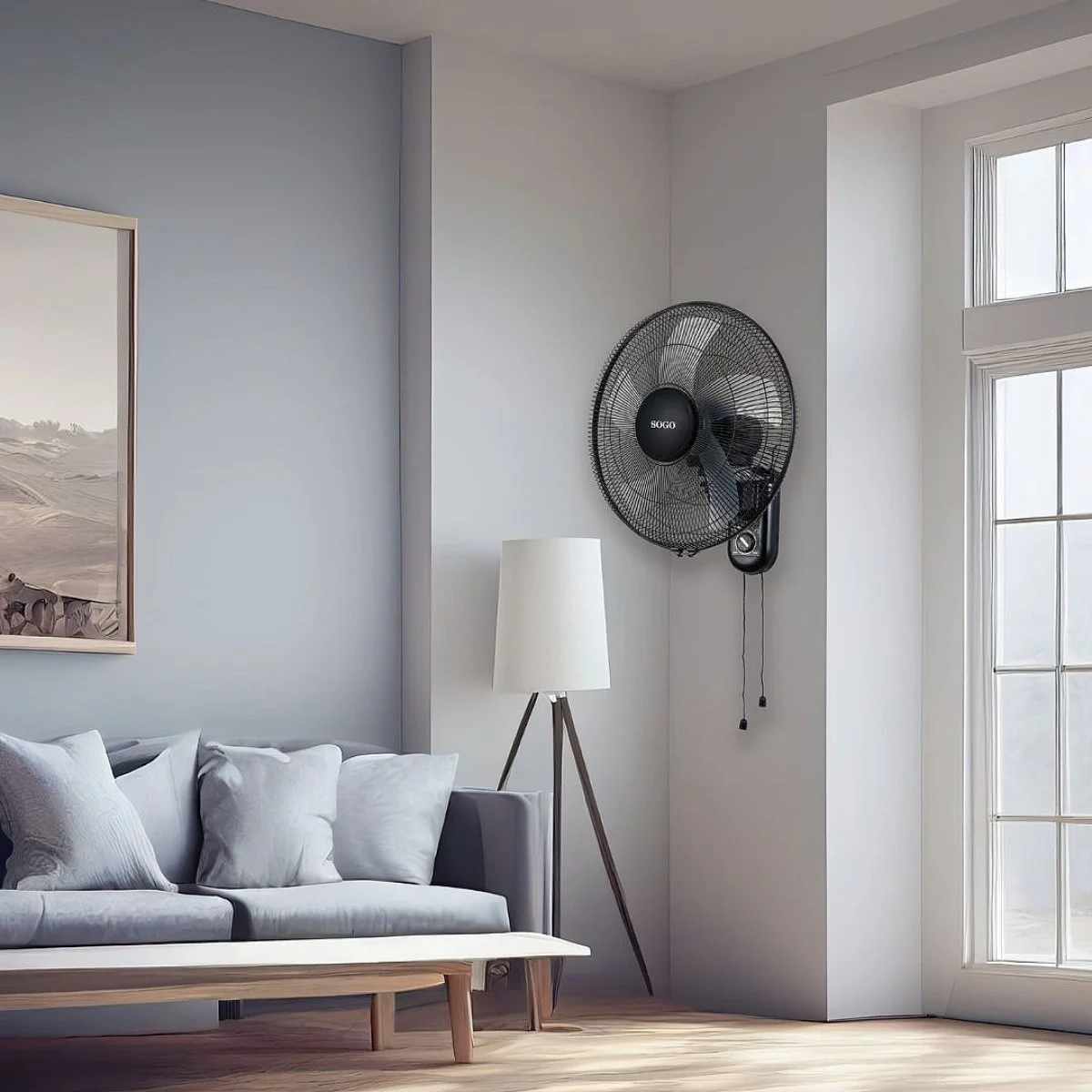 Ventilador de Pared Sogo SS21320 40 cm 50W Oscilante Negro