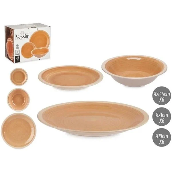 Vajilla 18 Piezas Gres Beige Vessia
