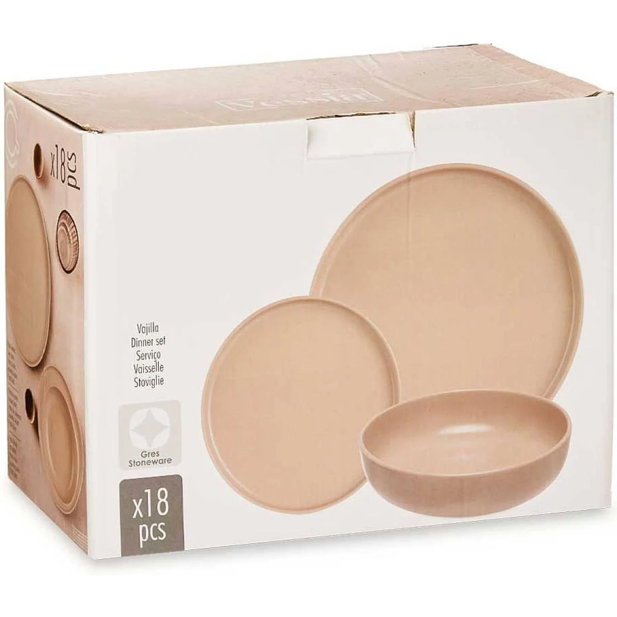 Vajilla 18 Piezas Gres Beige Vessia