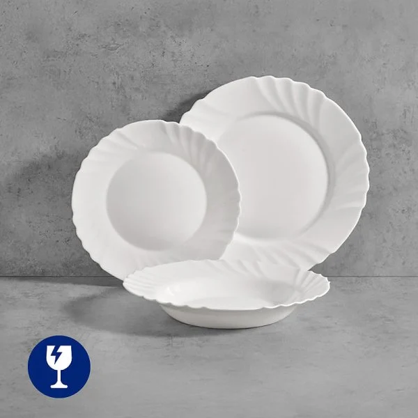 Vajilla Vivalto 18 Pzs Relieve Opal Blanca