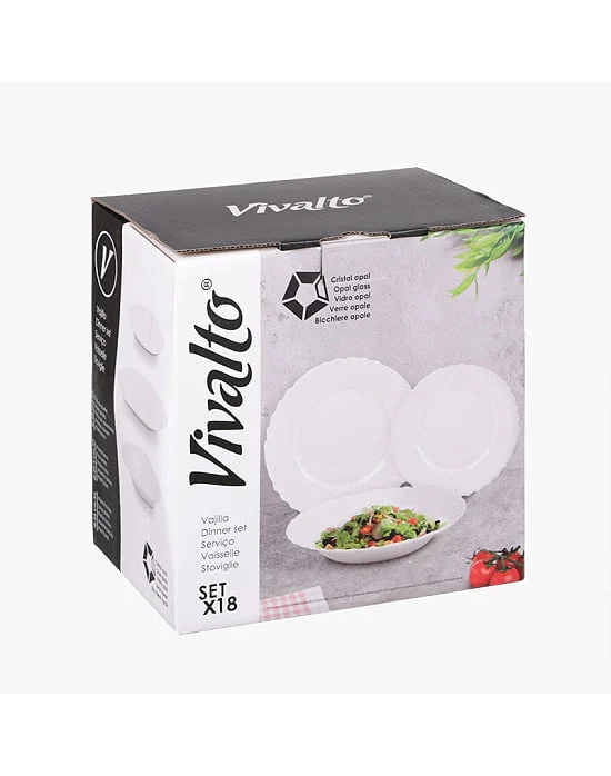Vajilla Vivalto 18 Pzs Relieve Opal Blanca