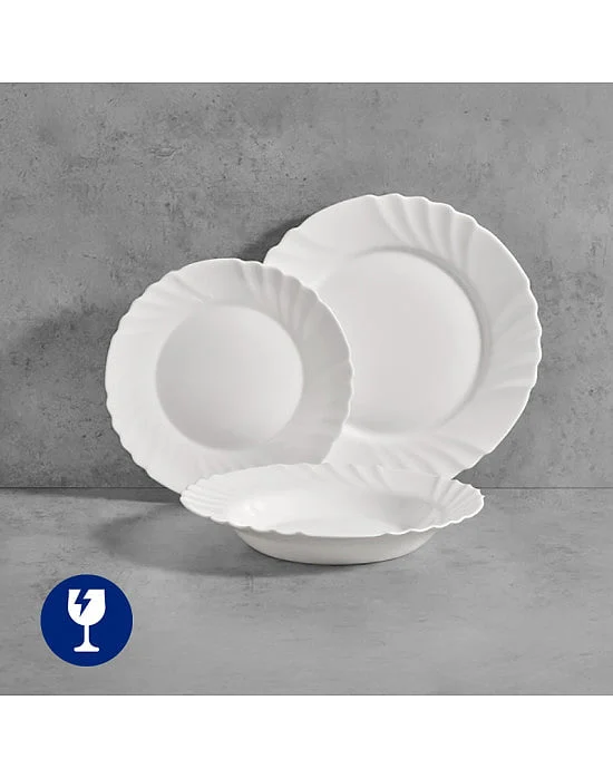 Vajilla Vivalto 18 Pzs Relieve Opal Blanca