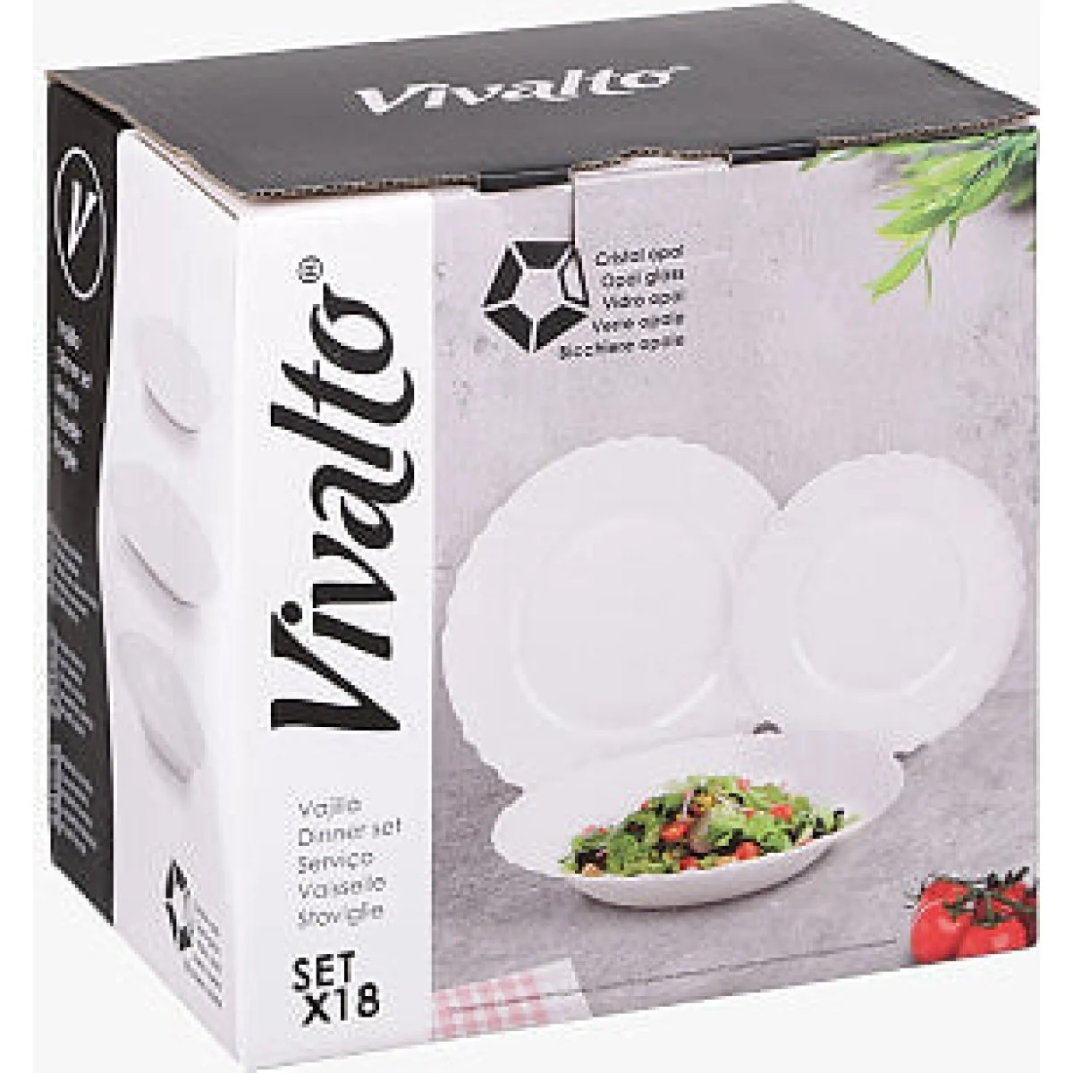 Vajilla Vivalto 18 Pzs Relieve Opal Blanca