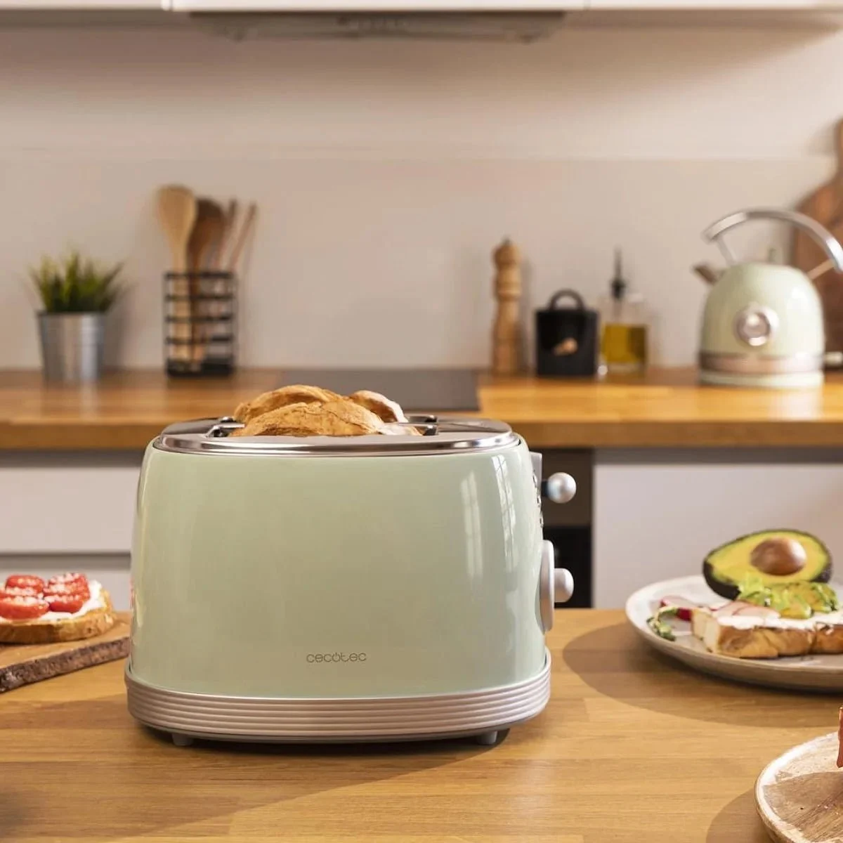 Tostador Cecotec 2 Ran Corto Green Toast&Taste 800 Vintage Light Green