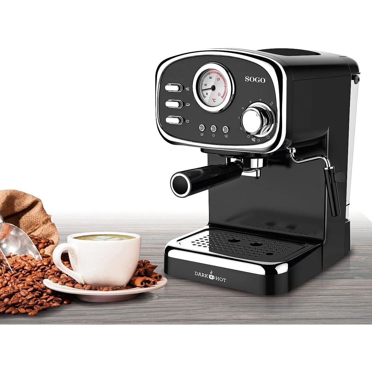 Cafetera Expreso Sogo SS5680 15 Bar Negra