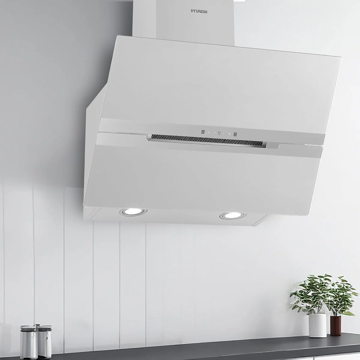 Campana extractora Hyundai HCDE90DCW00 90 cm 831 m3/h Clase A++ Cristal Blanco
