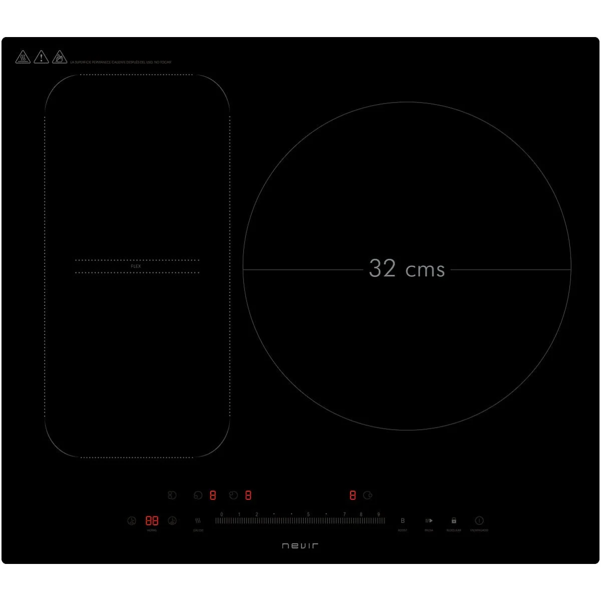 Placa de Inducción Nevir NVR-IND2000-FLEX 3 Zonas Función Booster