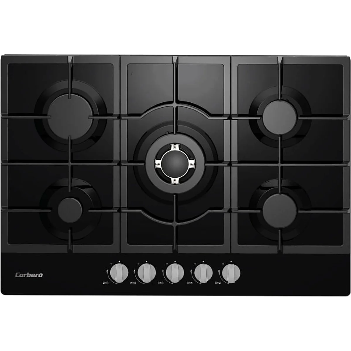Encimera Cristal Gas Corbero CPCGM5F5021N 5 Fuegos 3300W Negro