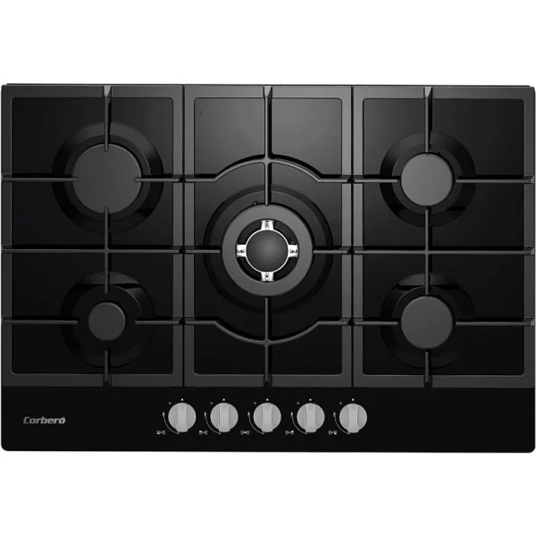 Encimera Cristal Gas Corbero CPCGM5F5021N 5 Fuegos 3300W Negro
