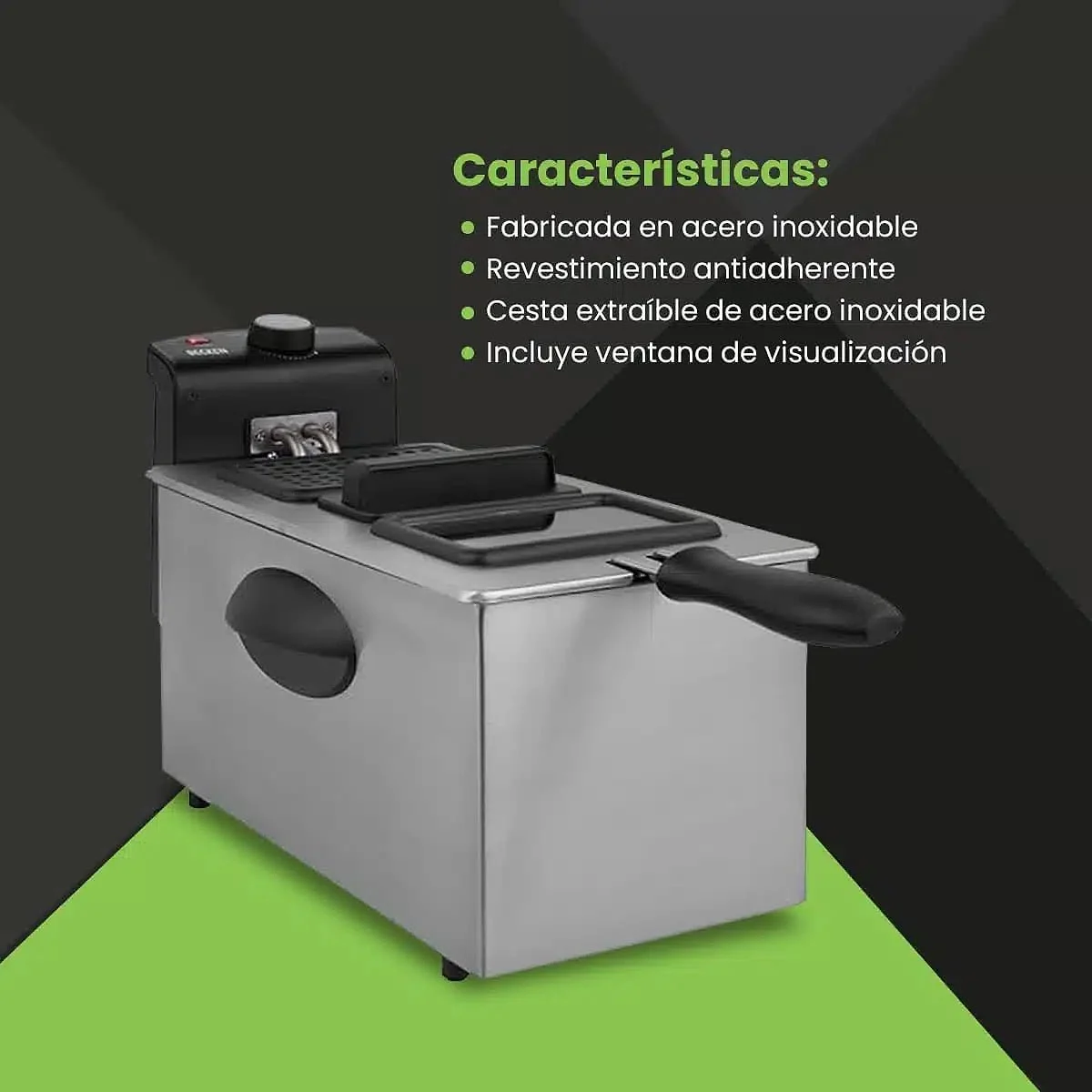 Freidora Becken 3 L Inox con Ventana