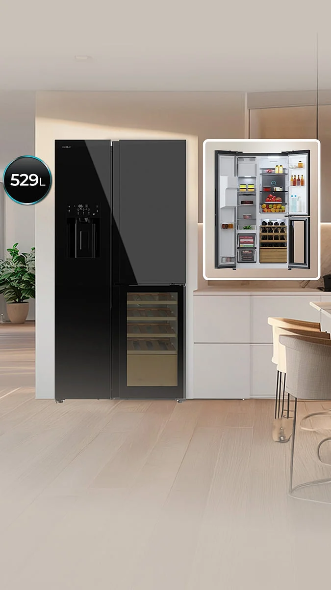 Frigorífico Americano Cecotec FD 436 Dark E 84x184 cm