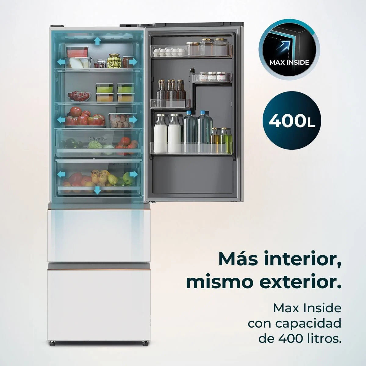 Frigorífico Cecotec Francés 190x60 Cristal Blanco
