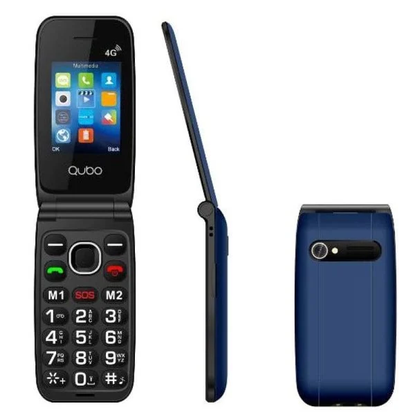 Teléfono Móvil Qubo NEONW 4G con Tapa Azul Teclas Grandes Botón SOS