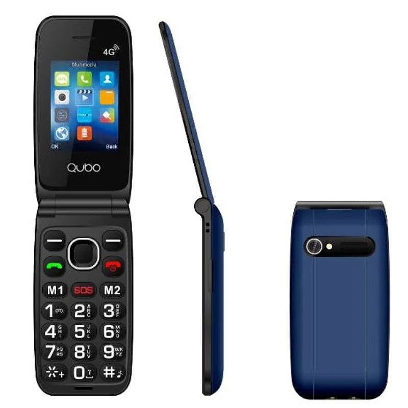 Teléfono Móvil Qubo NEONW 4G con Tapa Azul Teclas Grandes Botón SOS