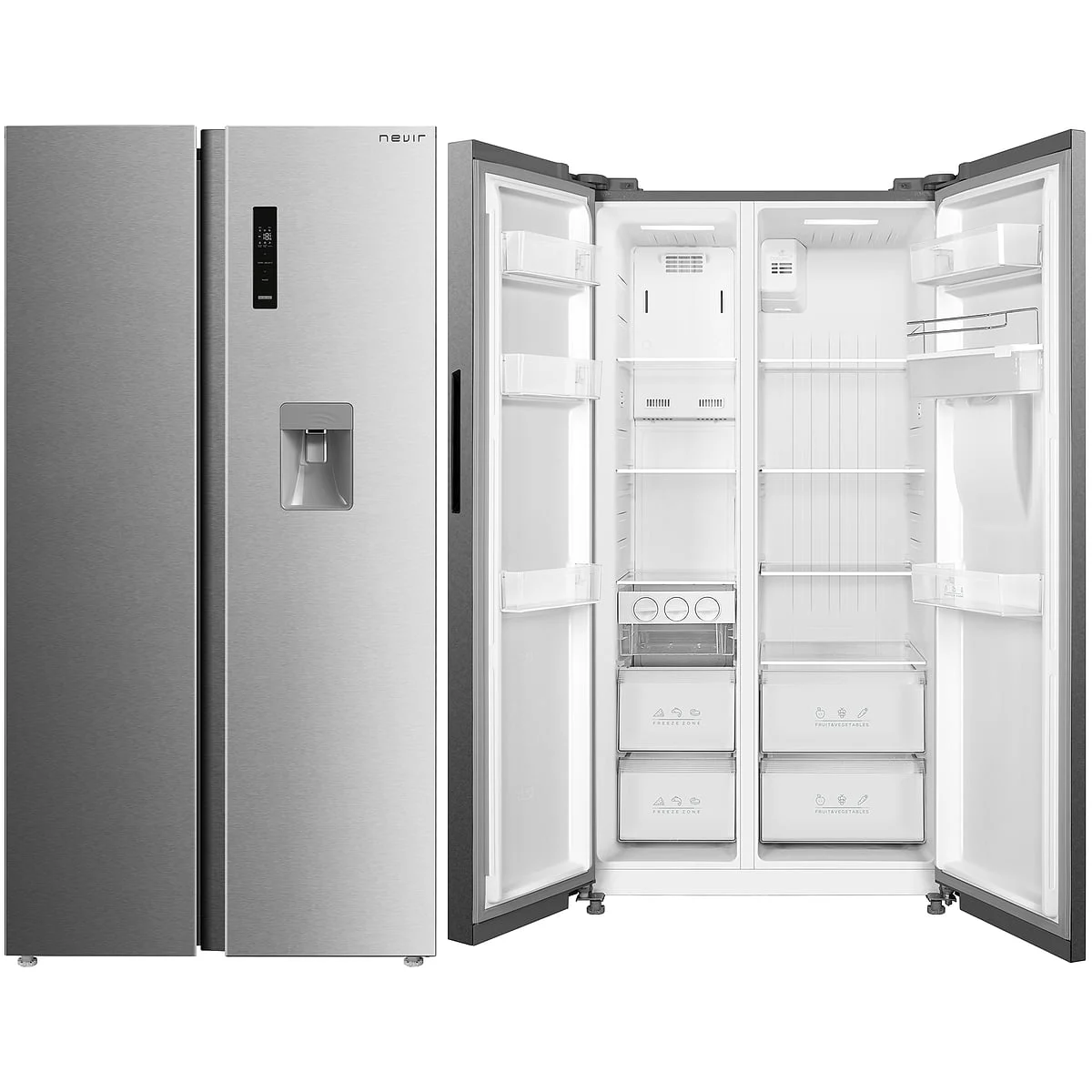 Frigorífico Americano Nevir Dispenza Inox 177x90