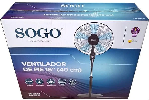 Ventilador de pie Sogo VEN-SS-21255 45W 5 aspas Negro