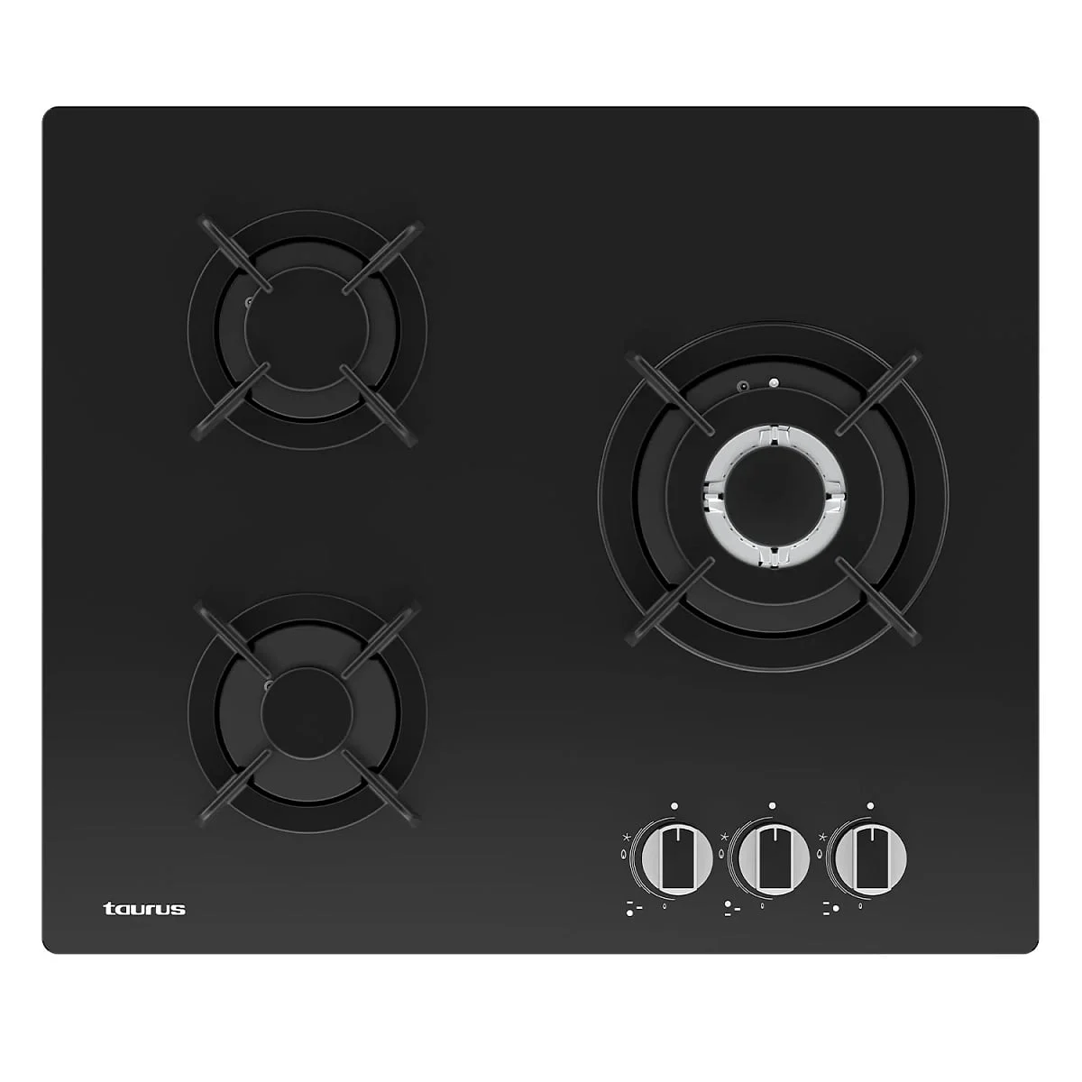 Encimera Taurus GC3HN Cristal Gas 6,35 kW 3 Fuegos Negra