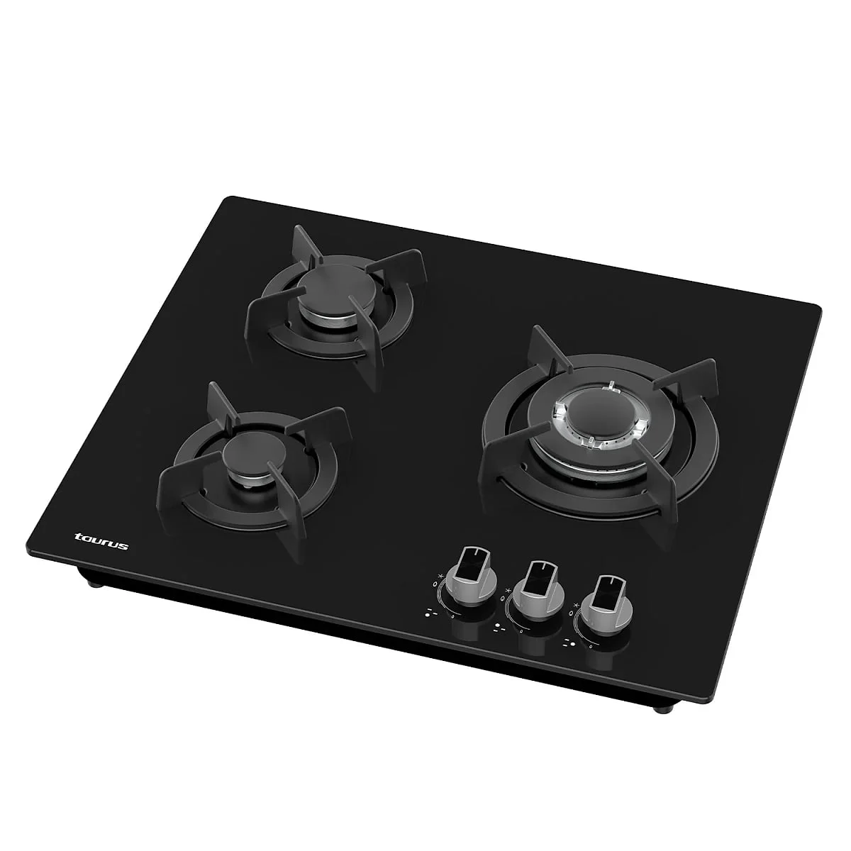 Encimera Taurus GC3HN Cristal Gas 6,35 kW 3 Fuegos Negra