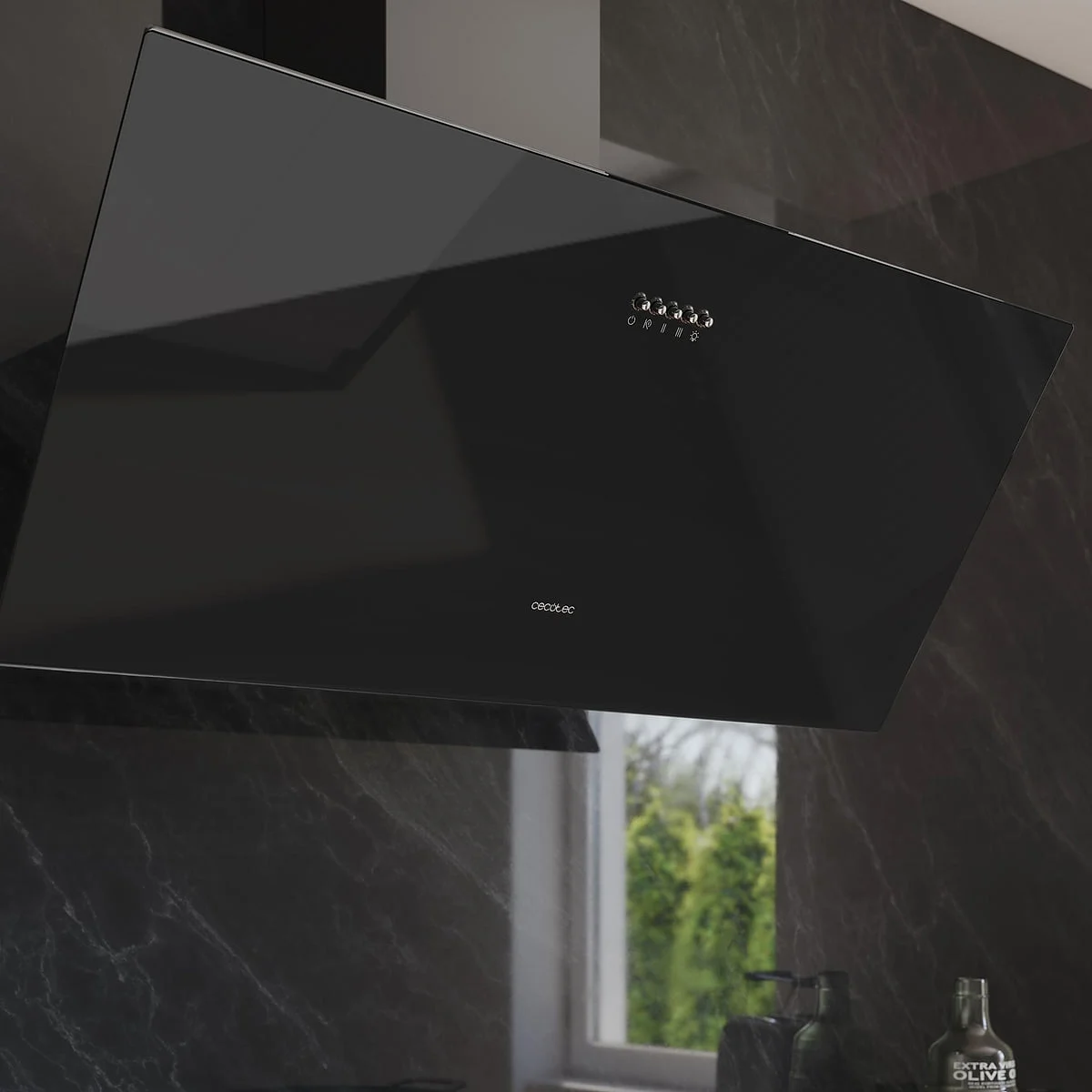 Campana decorativa Cecotec Bolero Flux DM 906500 90 cm 650 m³/h Clase A Cristal Negra