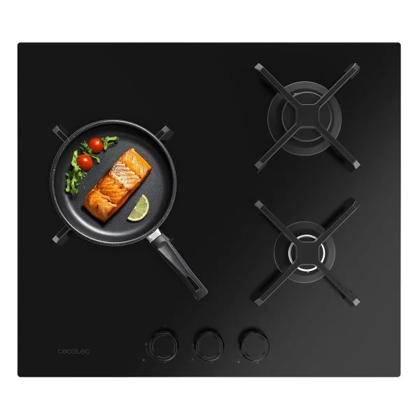 Placa de gas Cecotec Bolero Squad G 3400S 6,2 kW 3 Fuegos Nano Glass