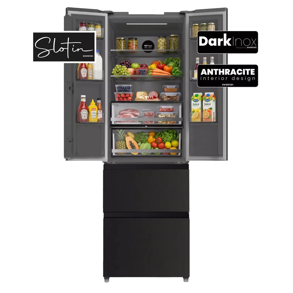 Frigorífico Infiniton FRD-400T91DEN 400 L Total No Frost Dark Inox
