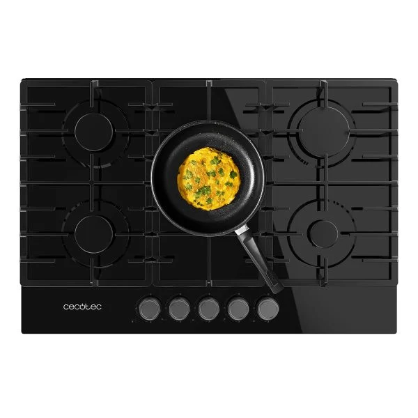 Placa de gas Cecotec Bolero Squad G 5200F 5 Fuegos Cristal Negro