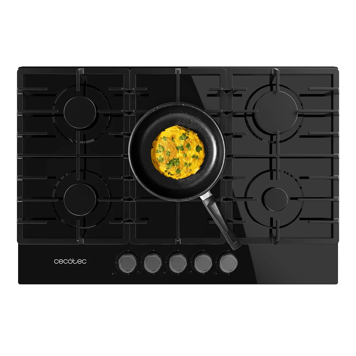 Placa de gas Cecotec Bolero Squad G 5200F 5 Fuegos Cristal Negro