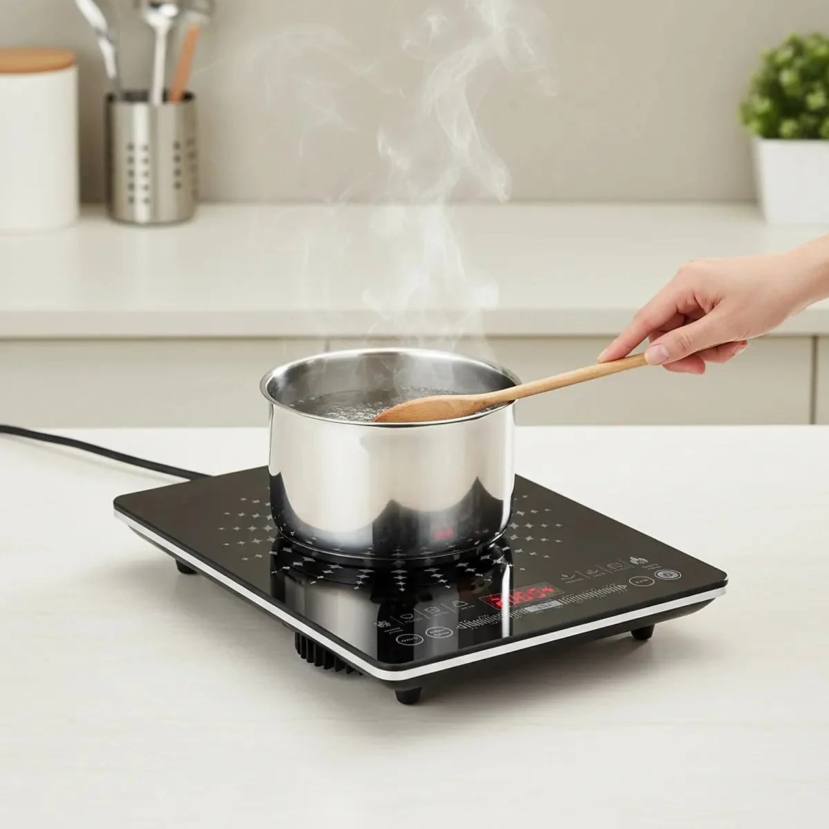 Cocina Eléctrica Inducción Jata VIN145 2100W Cristal Templado