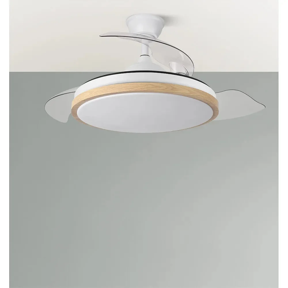 Ventilador techo Abrila Evros 72 W 6120 lm Blanco/Haya 3 Aspas Desplegables