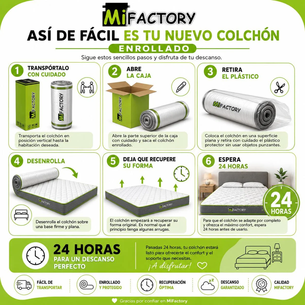 Colchón Wind 150x190 30 cm HR Enrollado