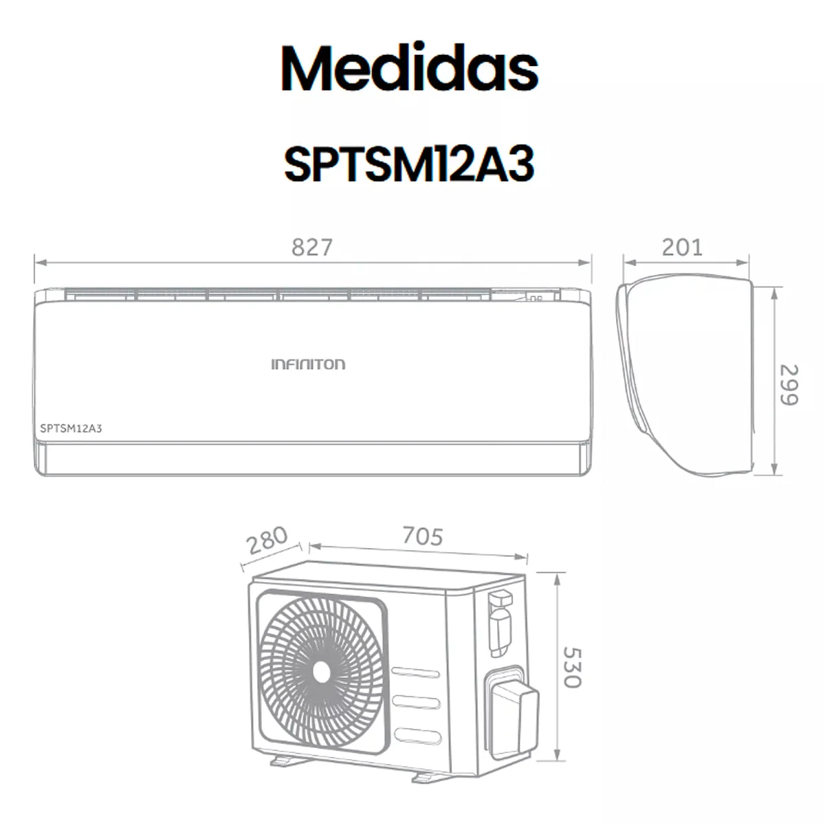 Aire Acondicionado Infiniton SPTSM12A3 3000 Frigorías A+++ Plata Mate WiFi