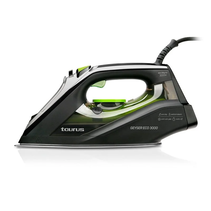 Plancha Vapor Taurus Geyser Eco 3000 3000W Suela Antiadherente Negra