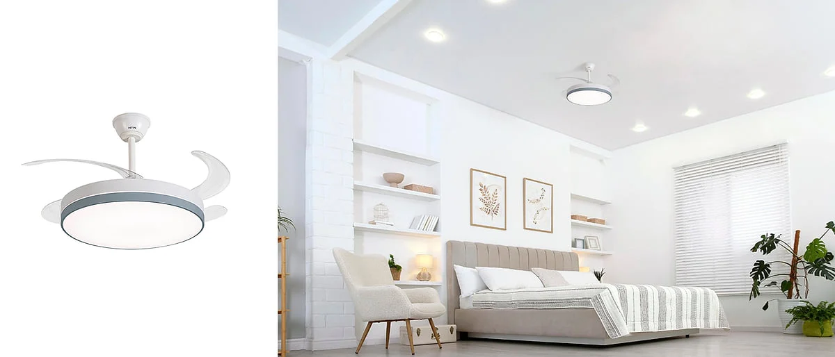 Ventilador techo HTW VT-63CF 4 Aspas Retráctiles 6 Velocidades Blanco