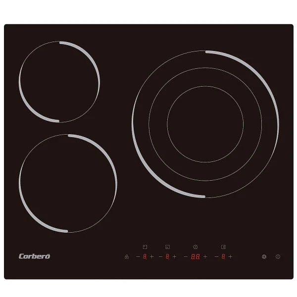 Vitrocerámica Corbero CCVM3574 3 Fuegos 5700W Zona Triple Corona